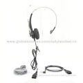 Comfortable Corded Headset for Call Center, Over-the-head Wearing Style, Adjustable Metal Headband